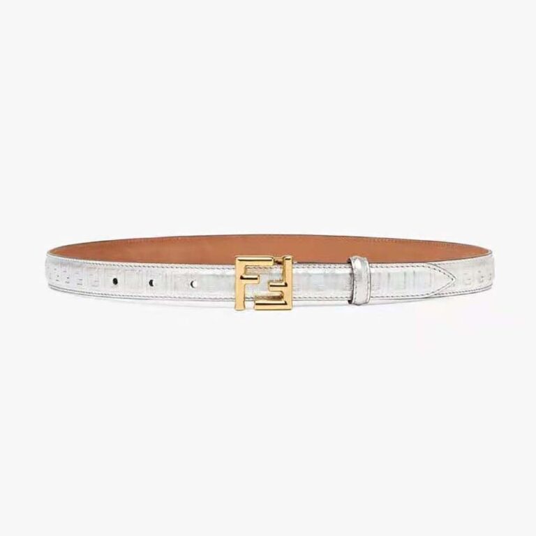 Fendi Women FF Belt Silver Leather-8C0648AQ1VF04TX