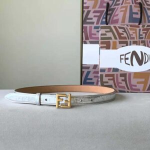 Fendi Women FF Belt Silver Leather-8C0648AQ1VF04TX