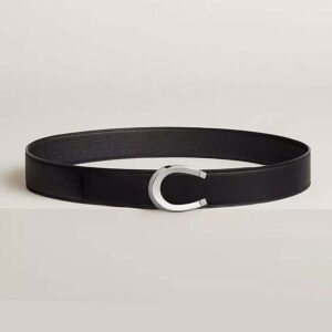 Hermes Men Luck Belt Buckle & Reversible Leather Strap 38 mm-Black