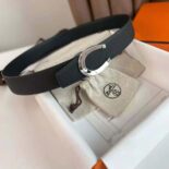 Hermes Men Luck Belt Buckle & Reversible Leather Strap 38 mm-Black