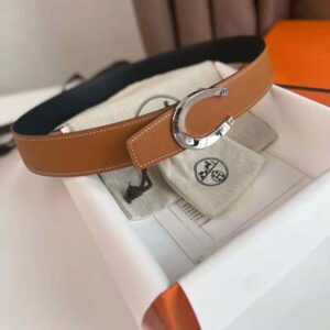 Hermes Men Luck Belt Buckle & Reversible Leather Strap 38 mm-Brown