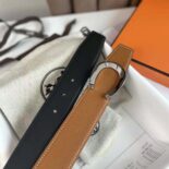 Hermes Men Luck Belt Buckle & Reversible Leather Strap 38 mm-Brown