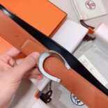 Hermes Men Luck Belt Buckle & Reversible Leather Strap 38 mm-Orange