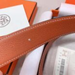 Hermes Men Luck Belt Buckle & Reversible Leather Strap 38 mm-Orange