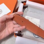Hermes Men Luck Belt Buckle & Reversible Leather Strap 38 mm-Orange