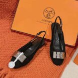 Hermes Women Innocente Slingback in Goatskin-Black H241157Z 02350