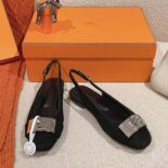 Hermes Women Innocente Slingback in Goatskin-Black H241157Z 02350