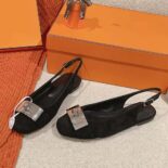 Hermes Women Innocente Slingback in Goatskin-Black H241157Z 02350