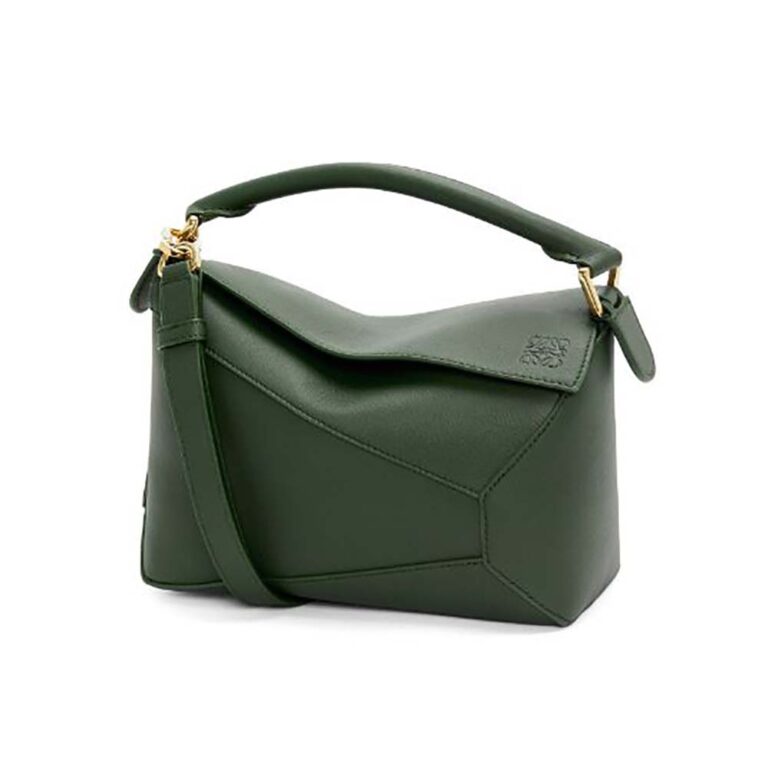 Loewe Unisex Small Puzzle Bag in Classic Calfskin-Green