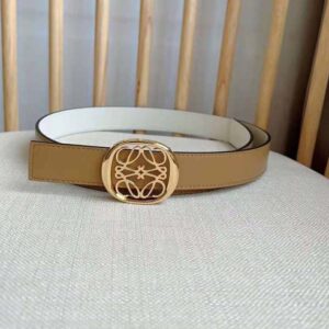 Loewe Women Reversible Anagram Ellipse Belt in Smooth Calfskin-Beige E619244X63