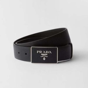 Prada Men Saffiano Leather Belt-Black F0002