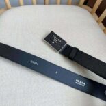 Prada Men Saffiano Leather Belt-Black F0002