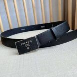 Prada Men Saffiano Leather Belt-Black F0002
