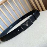 Prada Men Saffiano Leather Belt-Black F0002