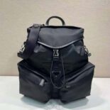 Prada Unisex Re-Nylon and Leather Backpack-Black 2VZ108