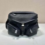Prada Unisex Re-Nylon and Leather Shoulder Bag-Black 2VD062