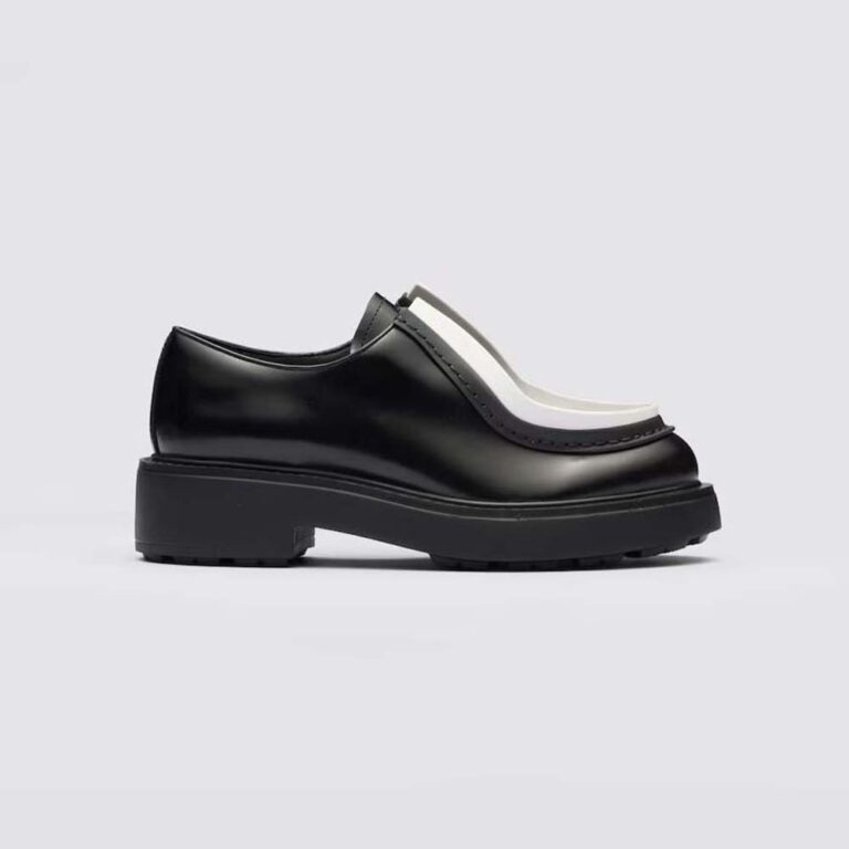 Prada Women Brushed Leather Lace-up Shoes-White 1E280N_055_F0967