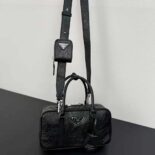 Prada Women Small Antique Nappa Leather Top Handle Bag-Black 1BA426