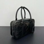 Prada Women Small Antique Nappa Leather Top Handle Bag-Black 1BA426