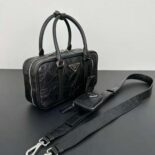 Prada Women Small Antique Nappa Leather Top Handle Bag-Black 1BA426