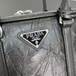 Prada Women Small Antique Nappa Leather Top Handle Bag-Black 1BA426