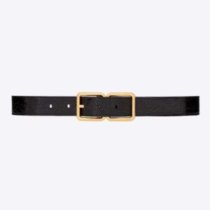 Saint Laurent YSL Women Double Buckle Belt in Crocodile-embossed Leather