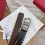 Salvatore Ferragamo Men Reversible and Adjustable Gancini Belt-Black