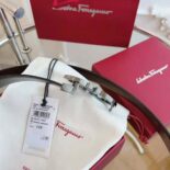 Salvatore Ferragamo Men Reversible and Adjustable Gancini Belt-Black