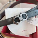 Salvatore Ferragamo Men Reversible and Adjustable Gancini Belt-Black