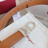 Salvatore Ferragamo Men Reversible and Adjustable Gancini Belt-Brown