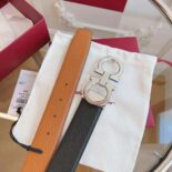 Salvatore Ferragamo Men Reversible and Adjustable Gancini Belt-Brown