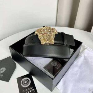 Versace Unisex La Medusa Leather Belt-Black DCDD442