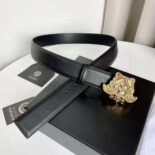 Versace Unisex La Medusa Leather Belt-Black DCDD442