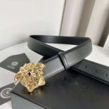Versace Unisex La Medusa Leather Belt-Black DCDD442