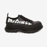 Alexander Mcqueen Unisex McQueen Graffiti Tread Slick Lace Up in Blackwhite