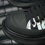 Alexander Mcqueen Unisex McQueen Graffiti Tread Slick Lace Up in Blackwhite