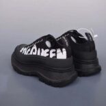 Alexander Mcqueen Unisex McQueen Graffiti Tread Slick Lace Up in Blackwhite