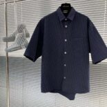 Dior Men Dior Charm Short-Sleeved Shirt Navy Cotton Poplin 243D589AY517-C589