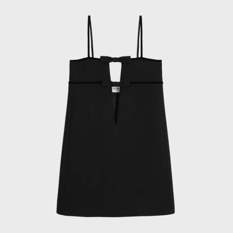 Celine Women Trapeze Mini Dress in Double Wool-Black 2R91L066V.38NO
