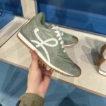 Loewe Unisex Flow Runner in Nylon and Suede-Green L815282X99