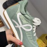 Loewe Unisex Flow Runner in Nylon and Suede-Green L815282X99