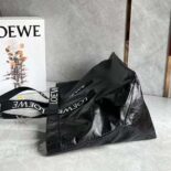 Loewe Unisex Fold Shopper in Paper Calfskin-Black B507X23X01