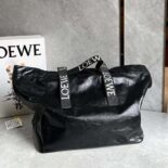 Loewe Unisex Fold Shopper in Paper Calfskin-Black B507X23X01