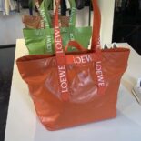 Loewe Unisex Fold Shopper in Paper Calfskin-Orange B507X23X01