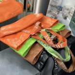 Loewe Unisex Fold Shopper in Paper Calfskin-Orange B507X23X01