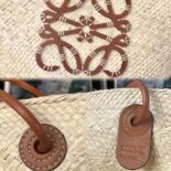 Loewe Women Small Anagram Basket Bag in Iraca Palm and Calfskin A223P65X01