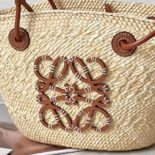 Loewe Women Small Anagram Basket Bag in Iraca Palm and Calfskin A223P65X01