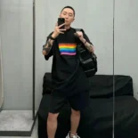 Balenciaga Men Rainbow Flag Inside-Out T-Shirt Oversized in Black Vintage Jersey