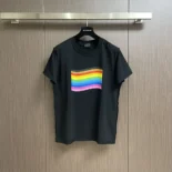 Balenciaga Men Rainbow Flag Inside-Out T-Shirt Oversized in Black Vintage Jersey