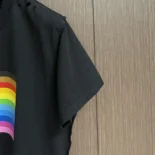 Balenciaga Men Rainbow Flag Inside-Out T-Shirt Oversized in Black Vintage Jersey